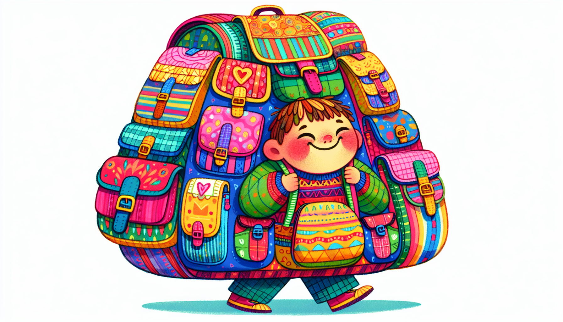 Enfant portant un sac à dos écolier