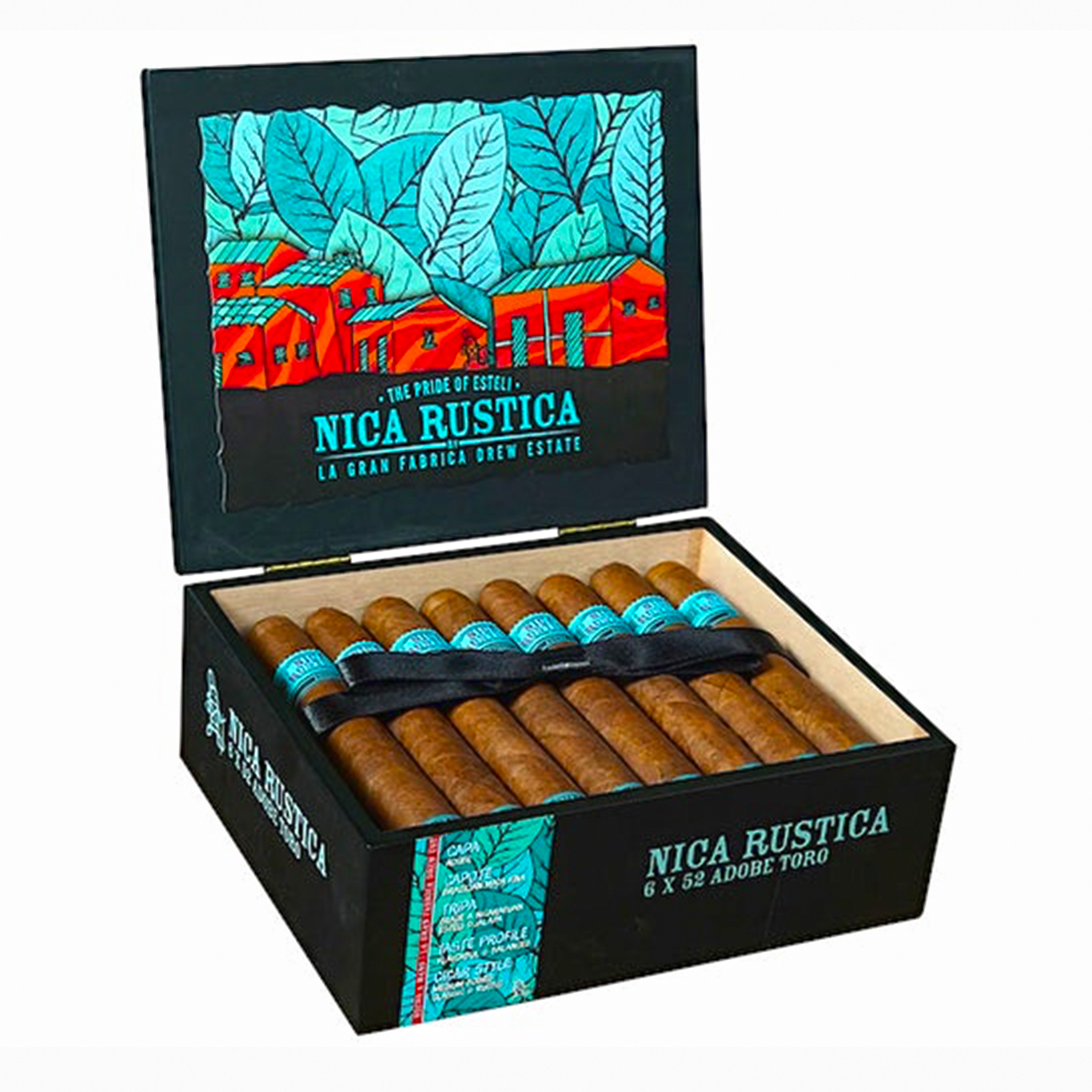 A picture of a Nica Rustica Adobe cigar with sweet spice and black pepper flavors