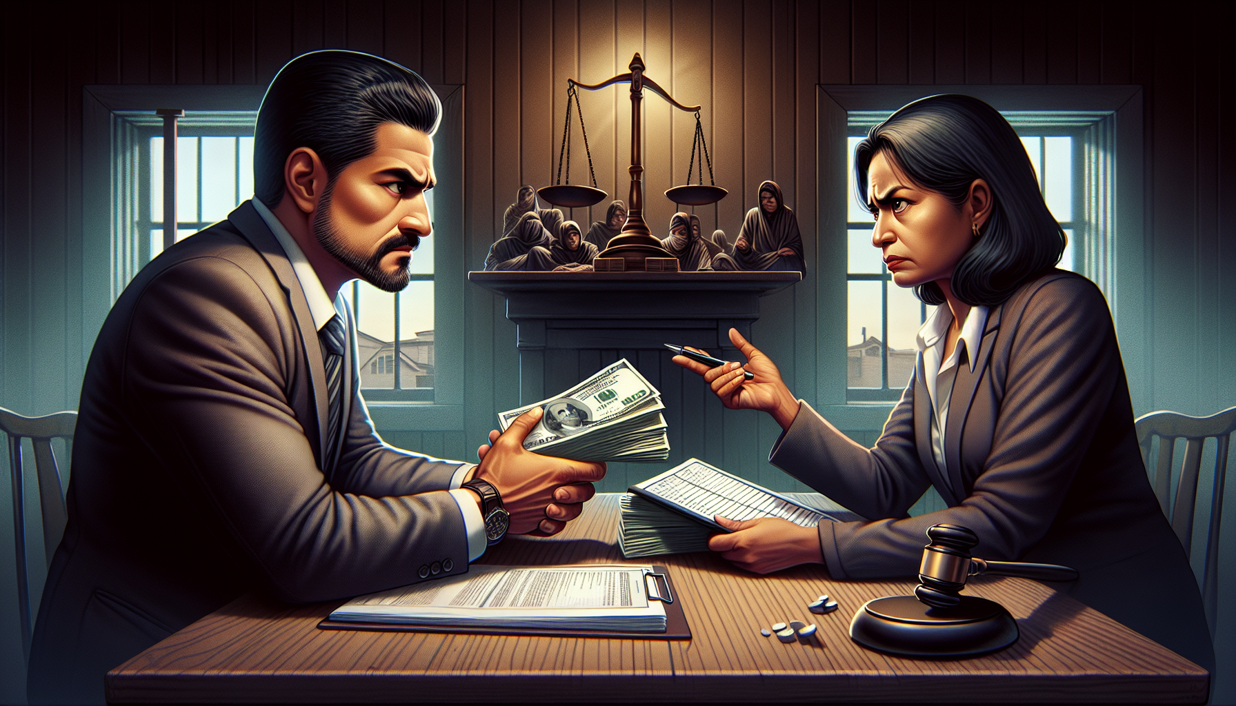 Illustration of negotiation between a person and a debt collector