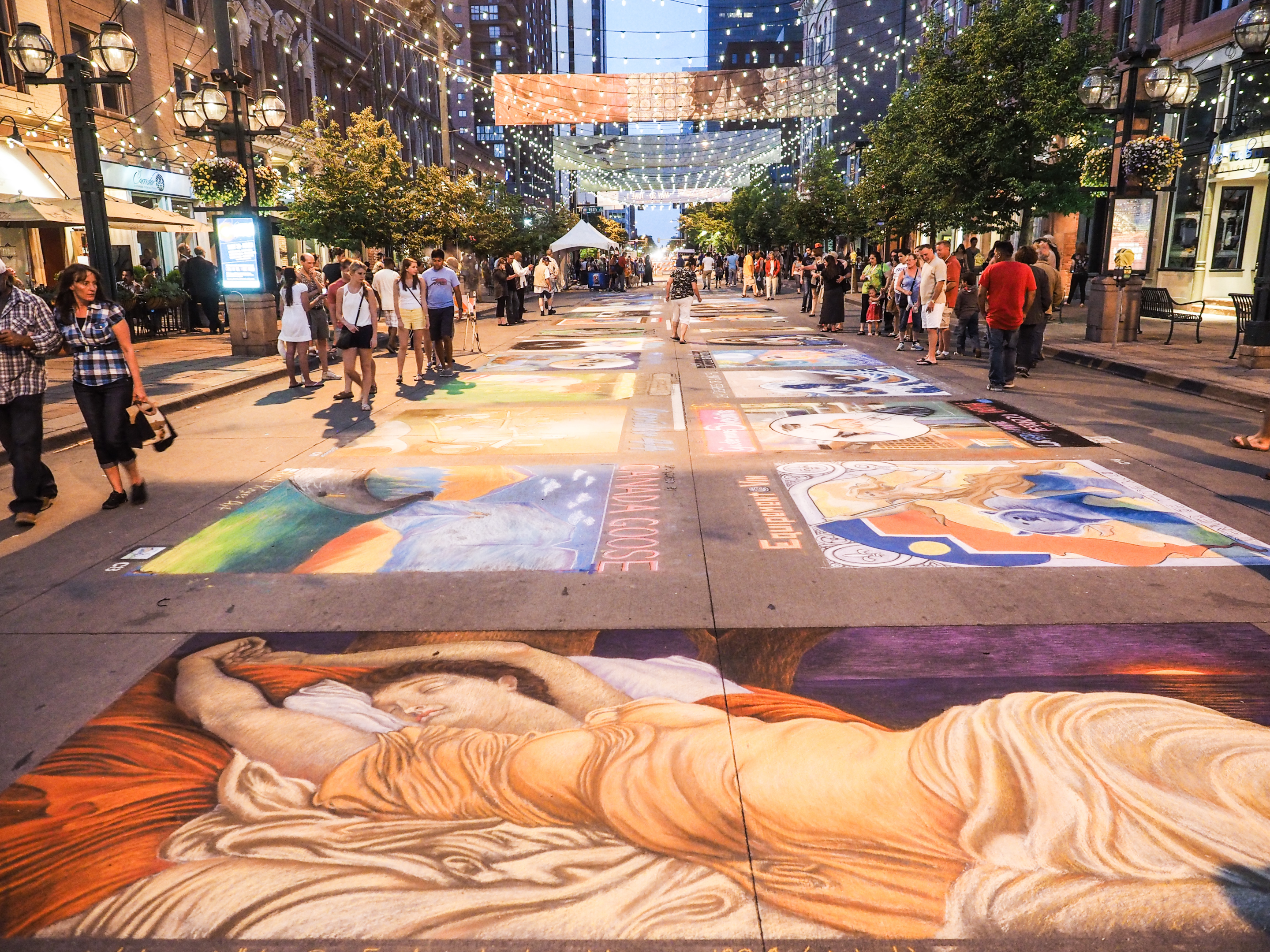 Completed artworks at the Denver Chalk Art Festival 