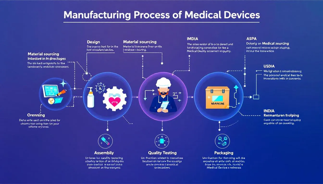 An overview of the manufacturing process of medical devices.