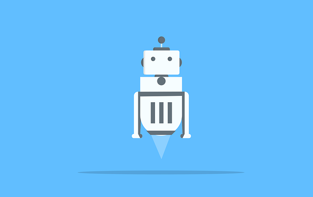 Illustration of a robot on a blue background