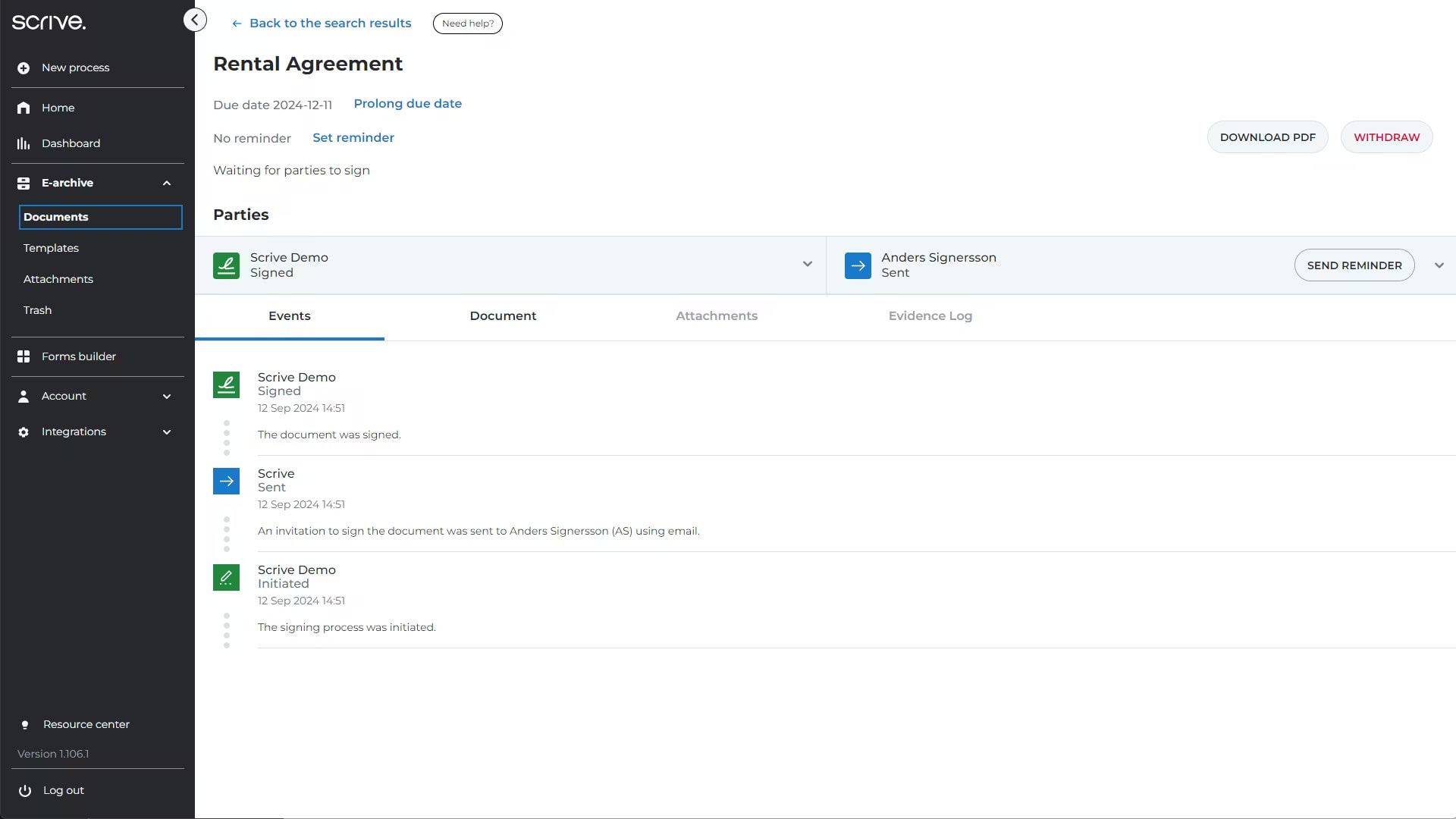 Scrive kontraktsprogramvare med BankID-signering og datofelter