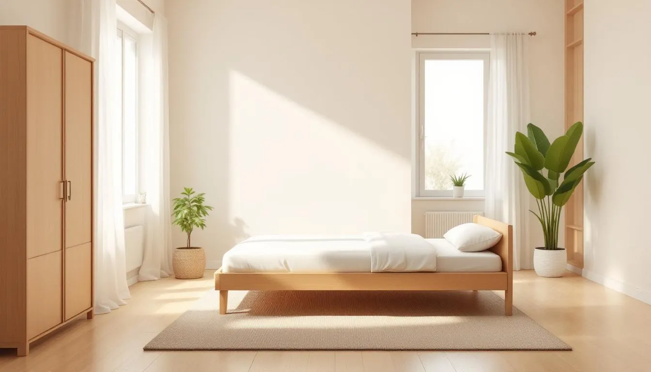 A peaceful bedroom setting promoting good sleep for focus.