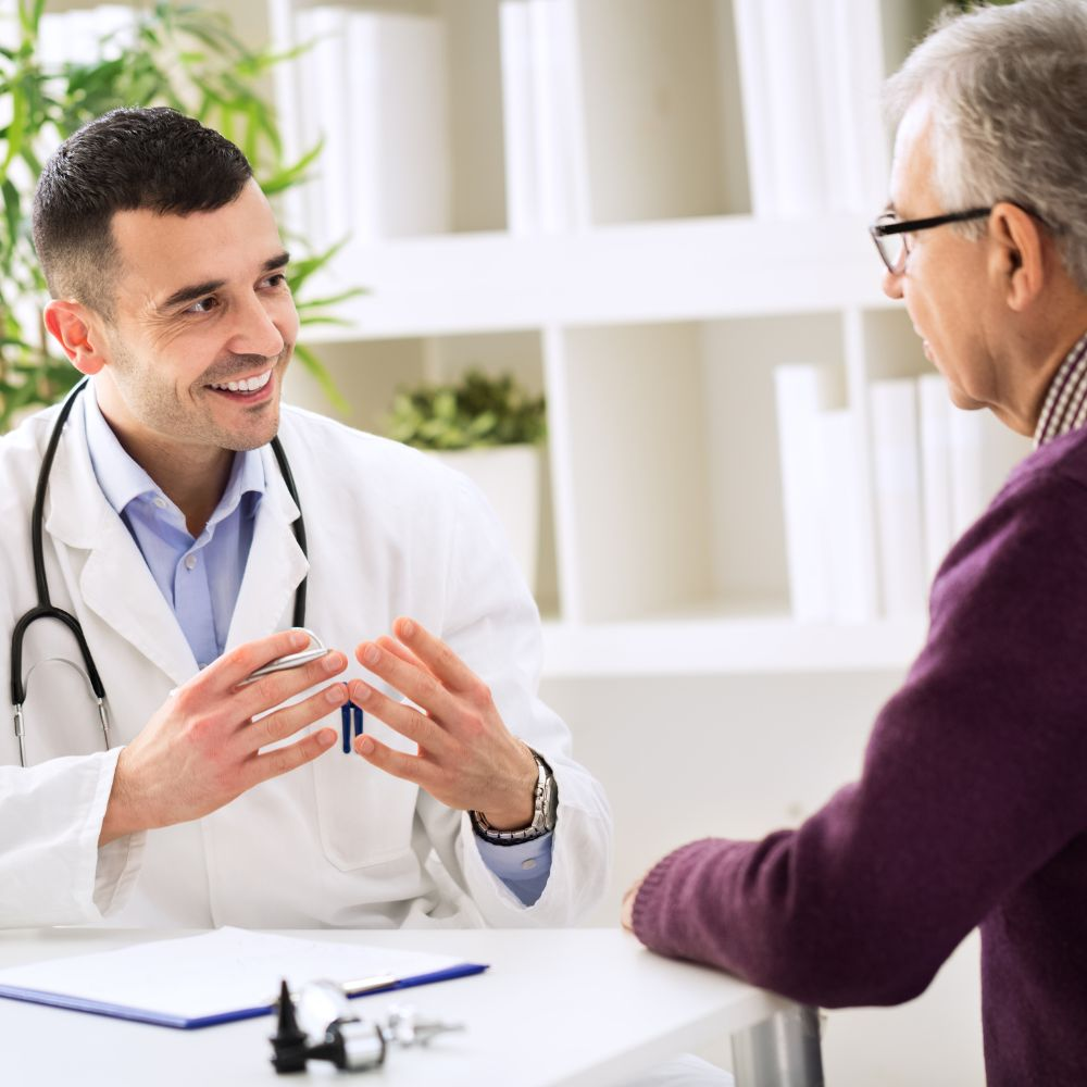 A doctor talking to a patient about semaglutide for weight loss