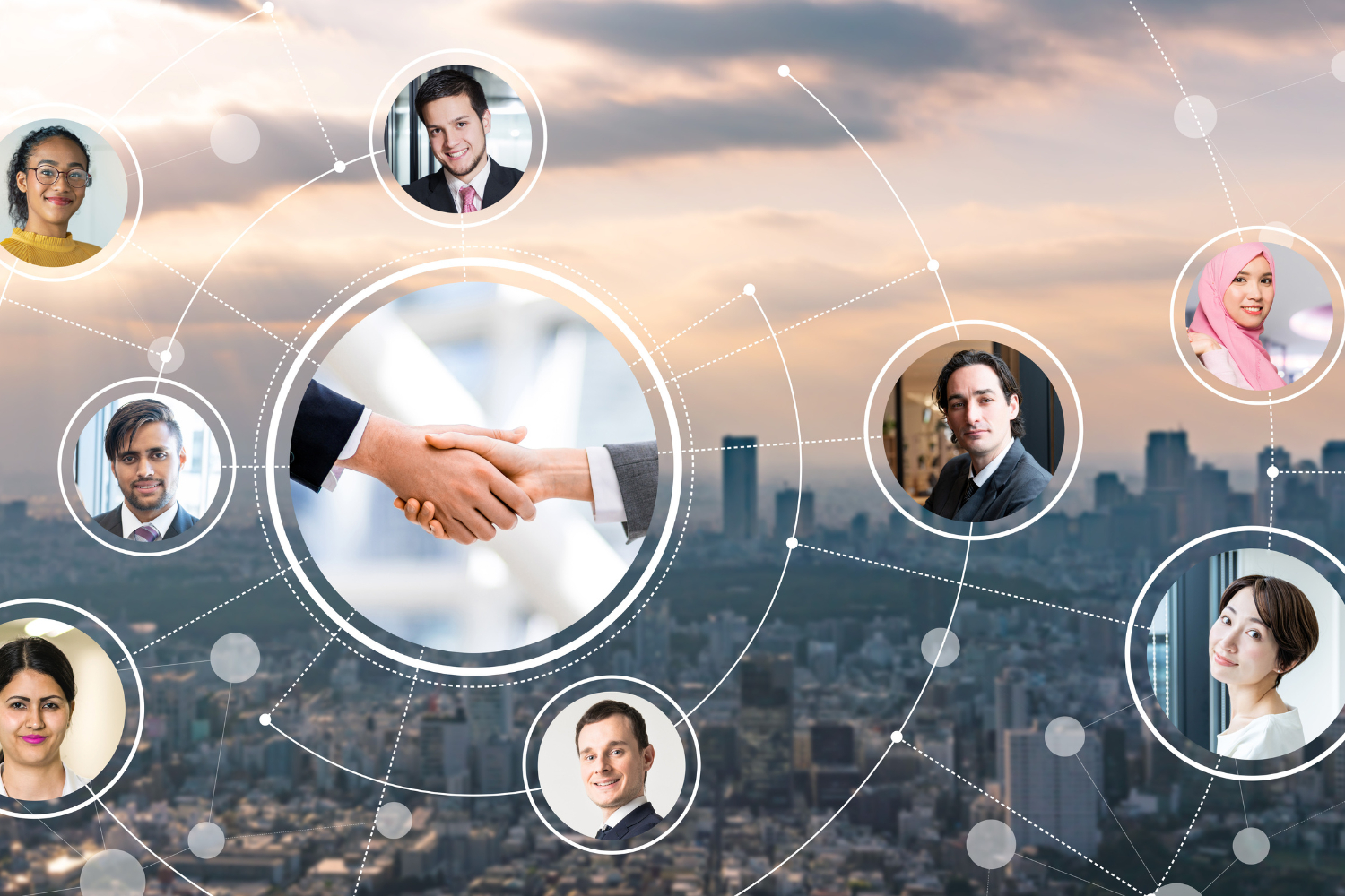 Diverse global team of specialists with different 