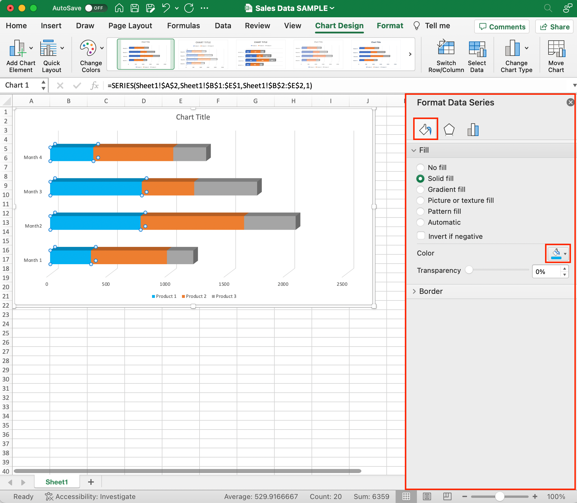 How to customize color of a stacked bar chart