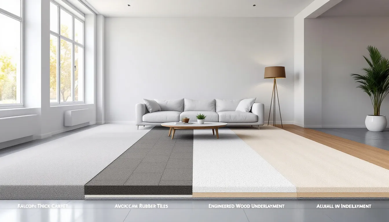 A showcase of soundproof flooring solutions in a home setting.