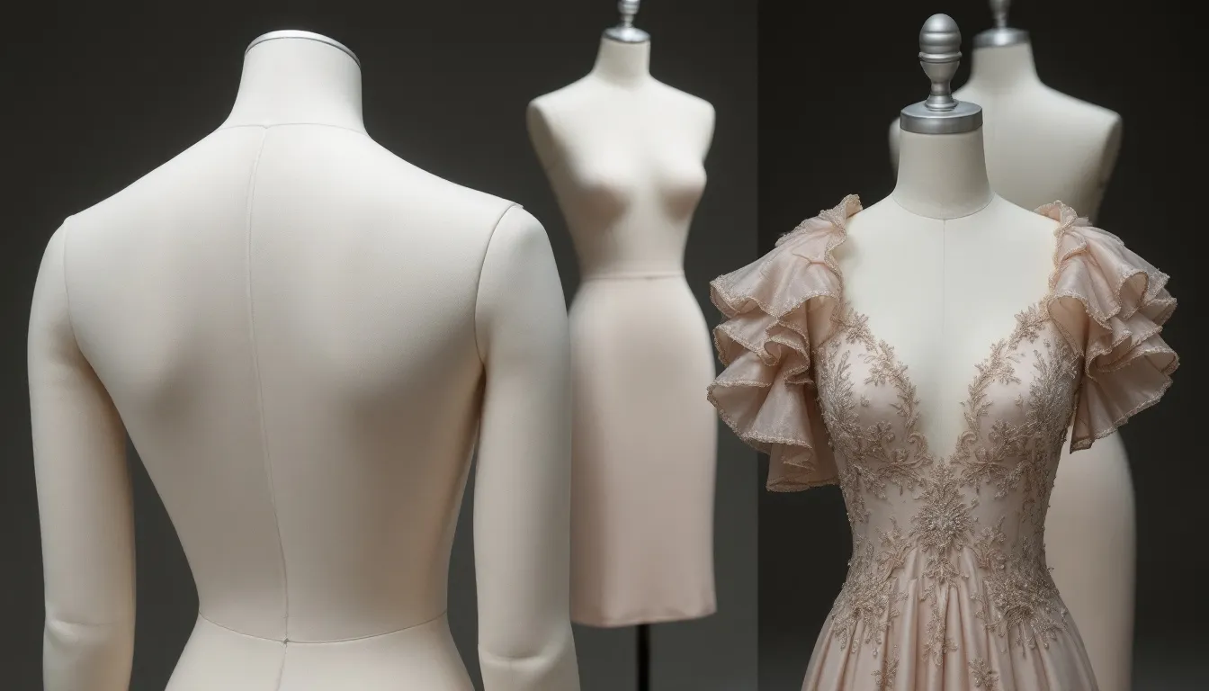 A customized dress form tailored to fit a specific person's measurements, illustrating the bespoke solution for personalized fit.