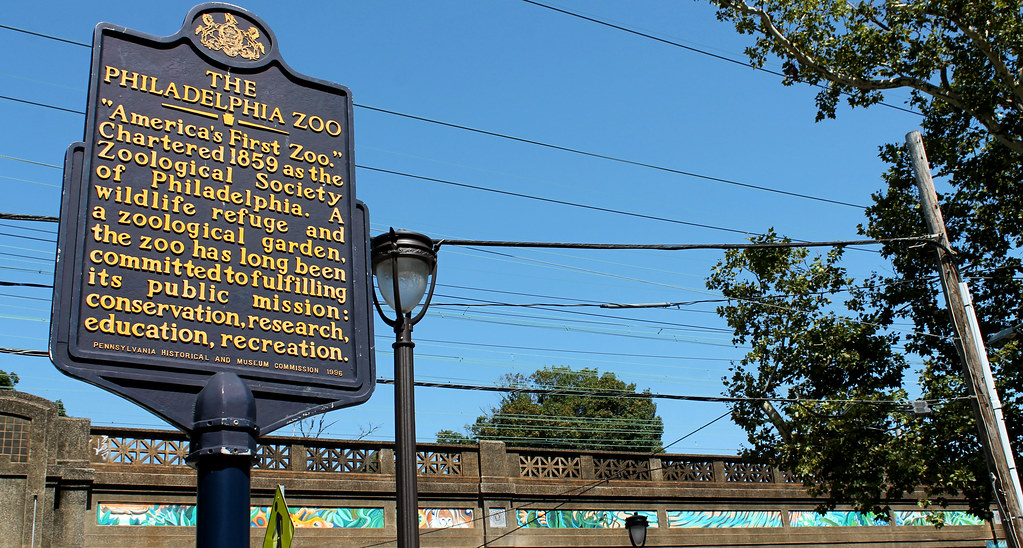 Historical marker outside the Philadelphia Zoo