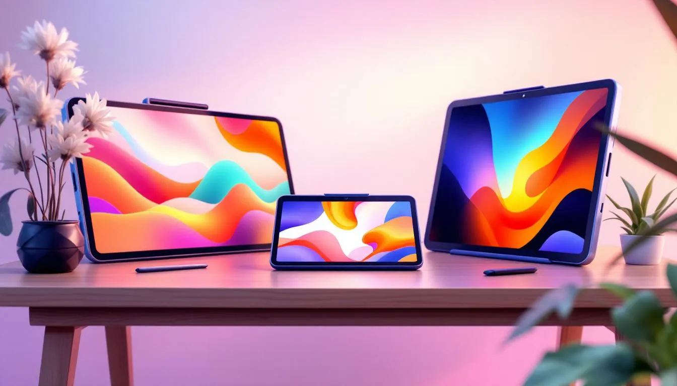 Différentes tablettes adaptées pour l'animation 2D, présentées sur une table.