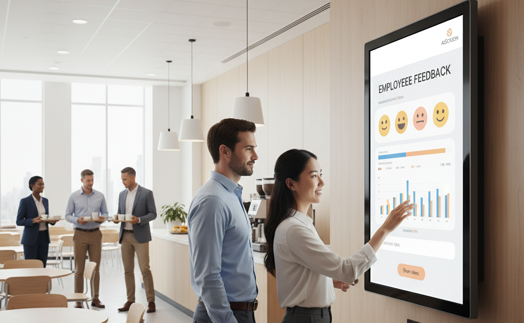 Digital Signage for Employee Surveys: Top 9 Tips 3 place digital signage strategically across the workplace