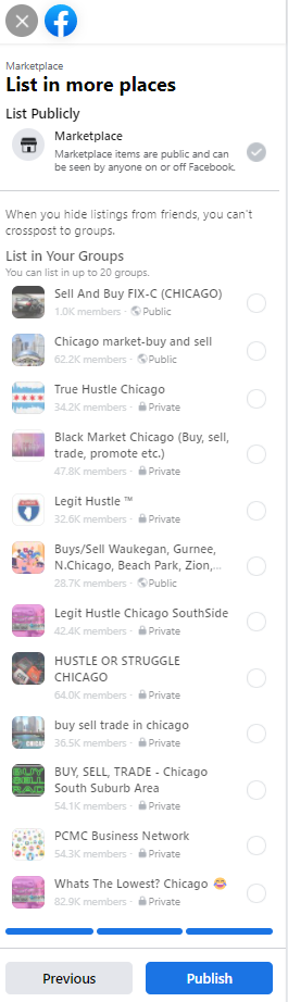 Facebook groups to sell 