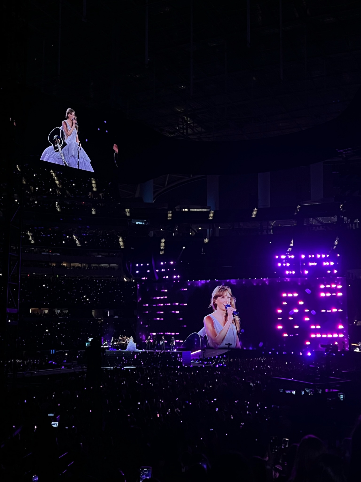 A photo of Taylor Swift live in concert during her Eras Tour.