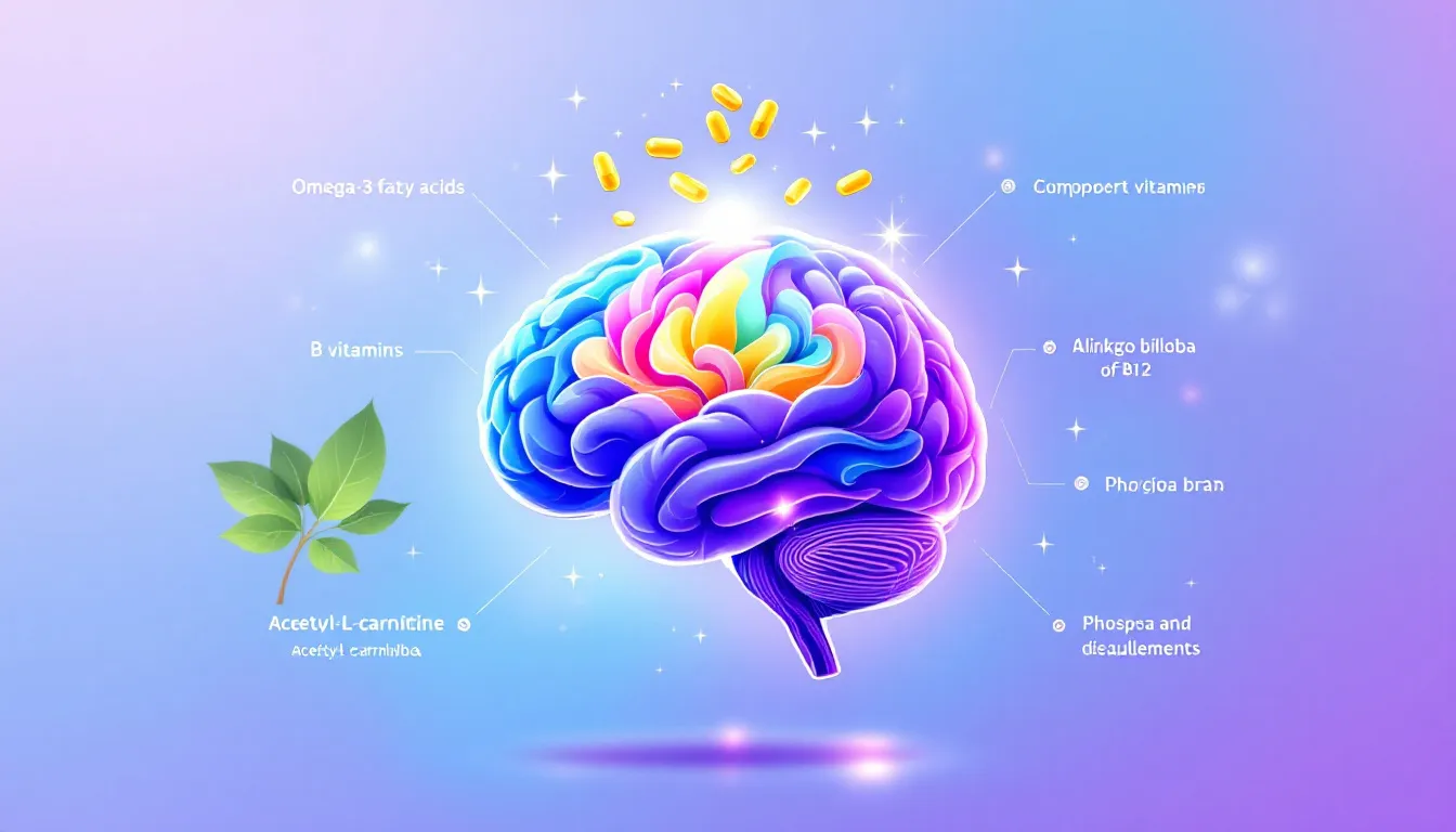 Top Vitamins for Memory: Boost Your Brain Health Today 2 A variety of vitamins and supplements that support brain health and memory.