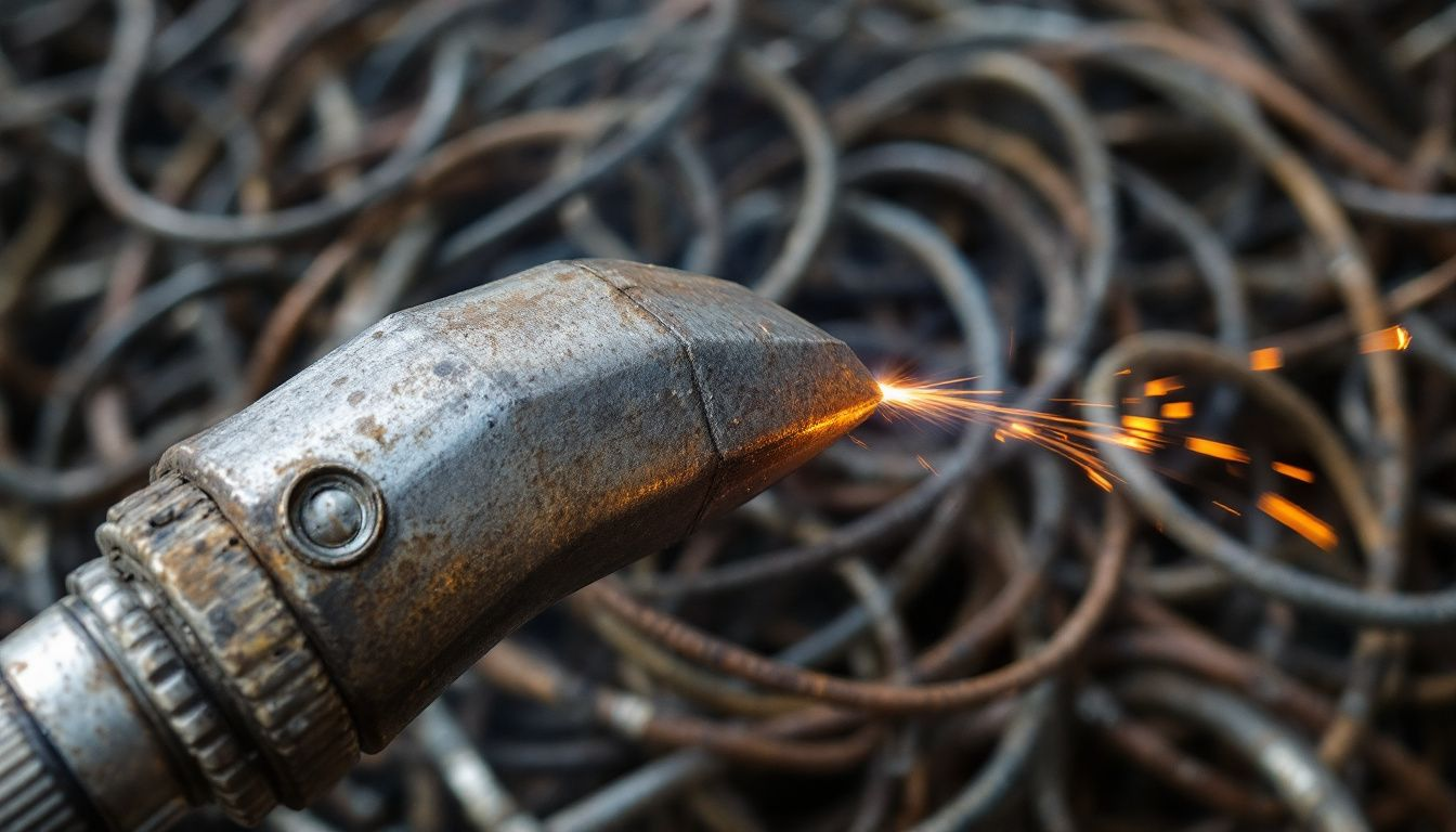 Close-up of key features on a used MIG welder.