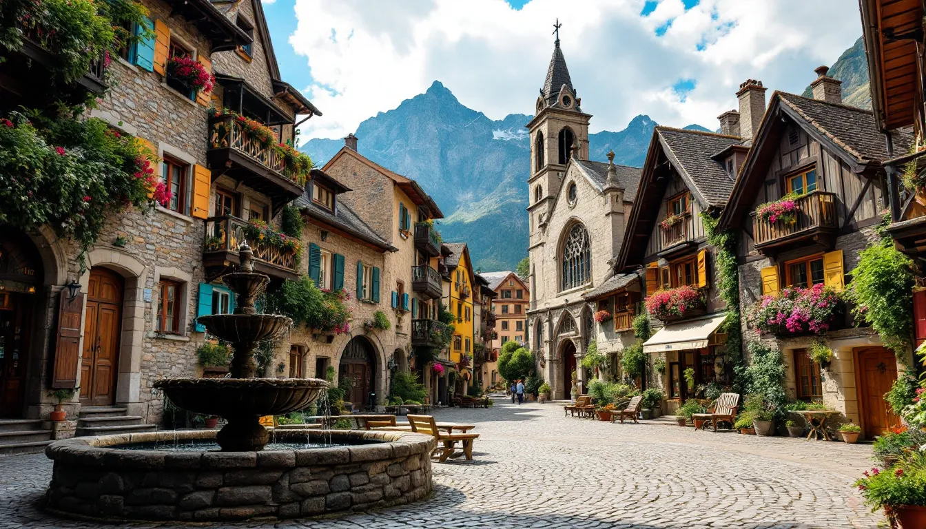 Historical buildings in the cultural center of Andorra la Vella.