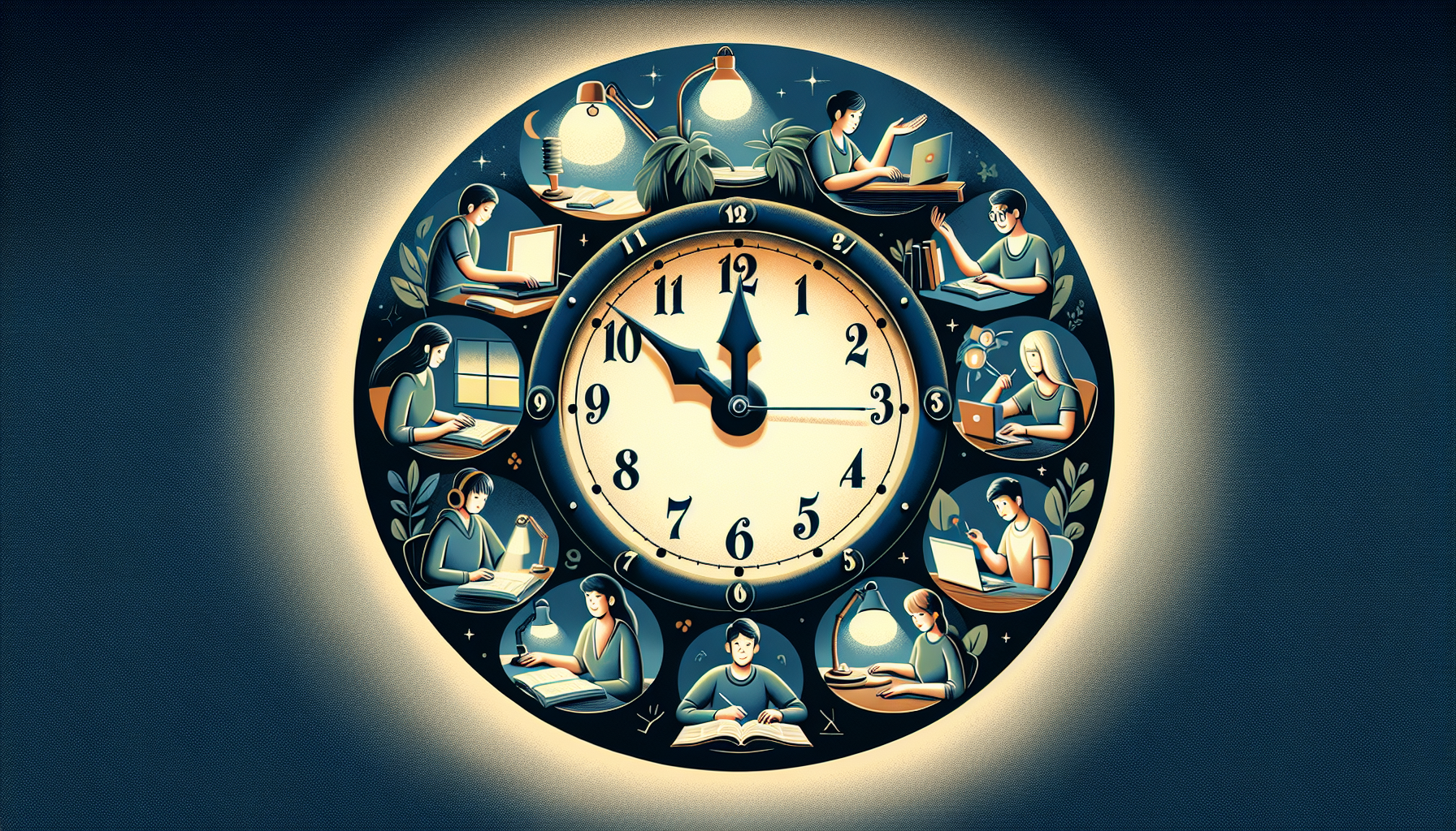 Illustration of round-the-clock assistance for assignments