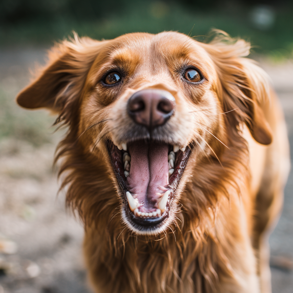 A person holding a dog's mouth closed to prevent it from licking