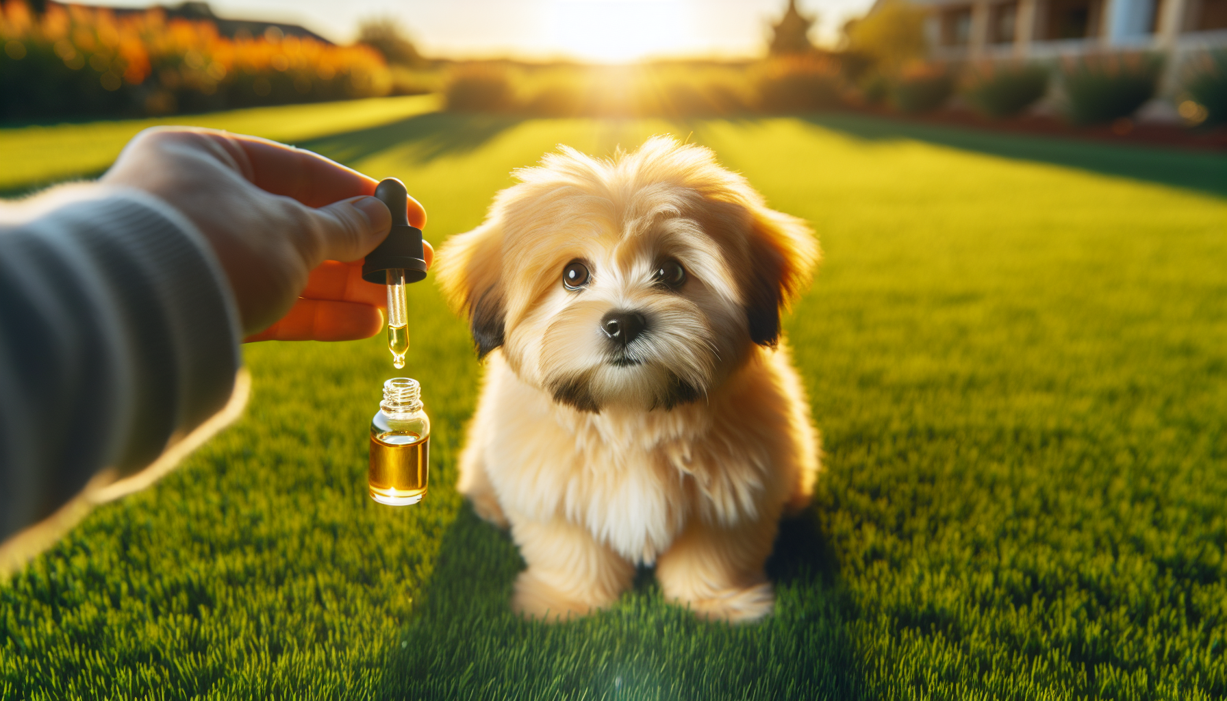 Small dog receiving CBD oil