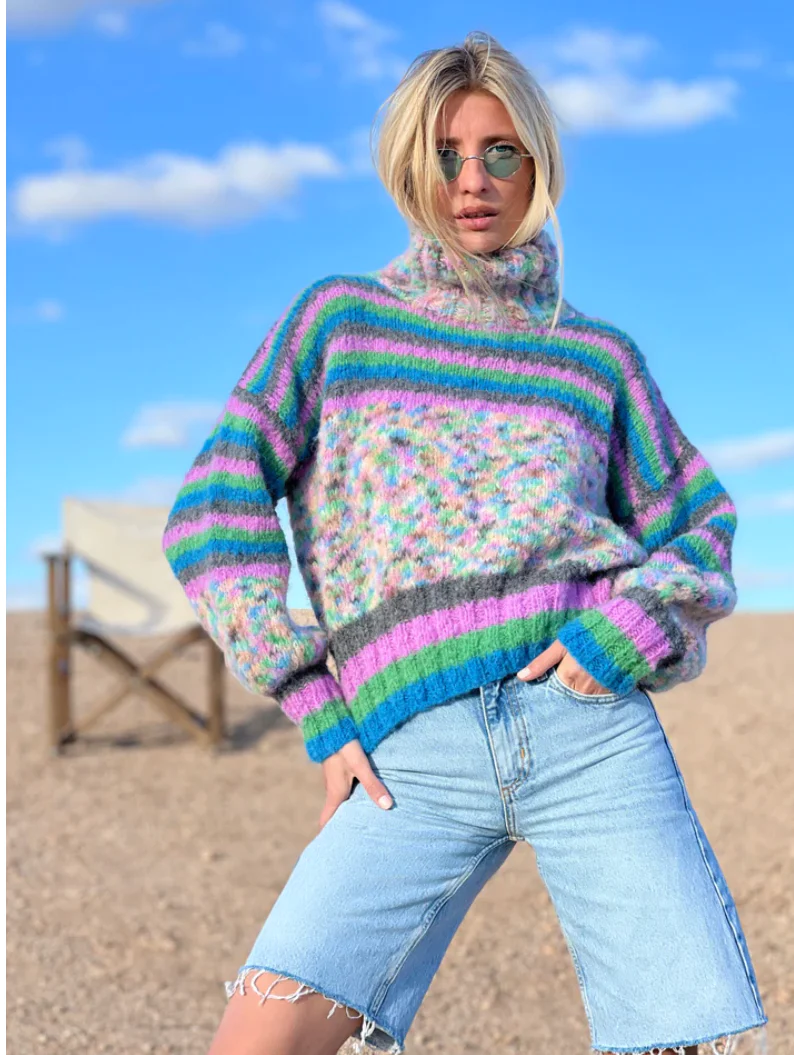 Rose Carmine Sweater Doudou Stripes