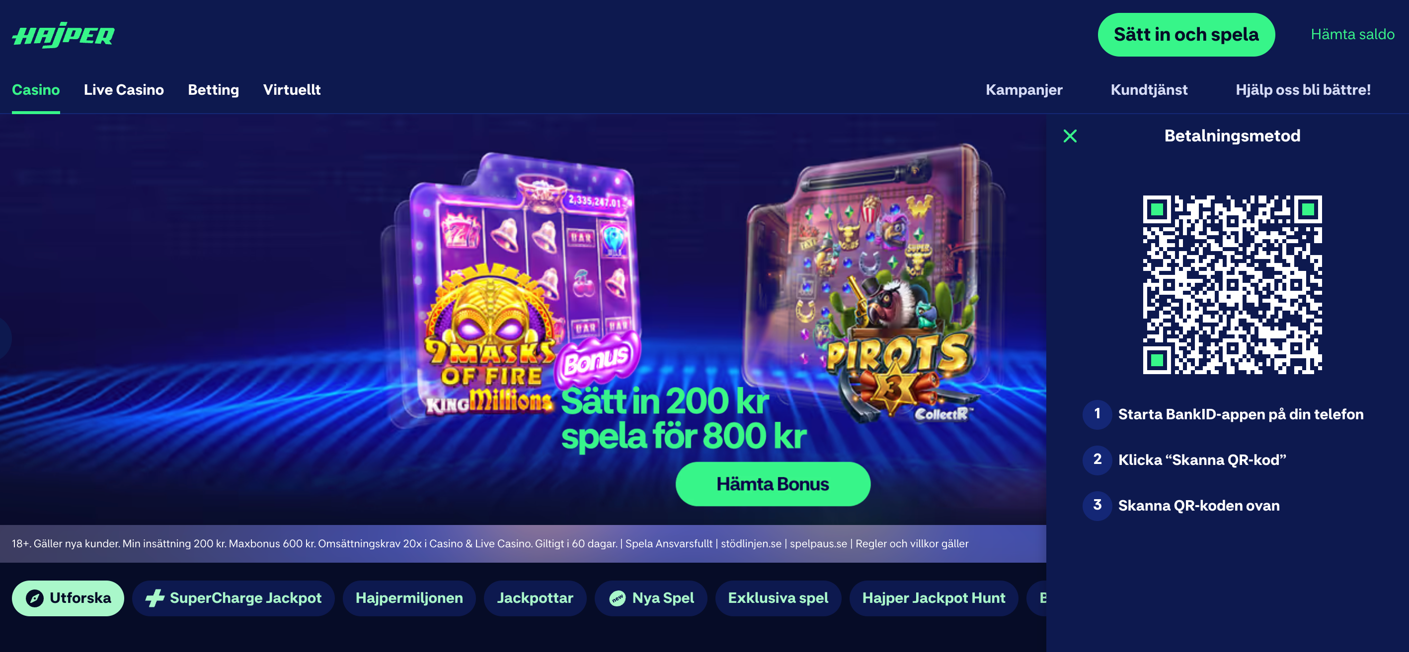 Hajper skapa konto