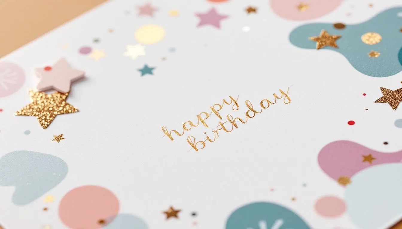 Premium cardstock and foil options for birthday cards.