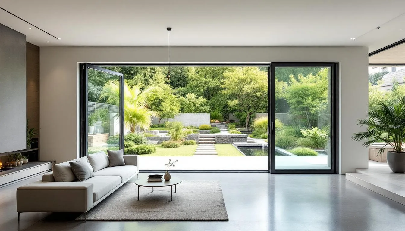 A modern living space utilizing bi fold doors for a spacious feel.