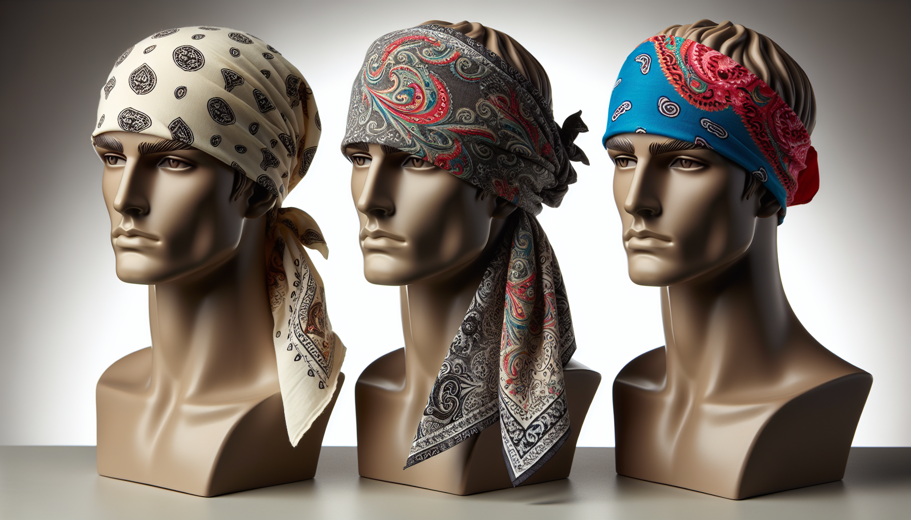Various bandana hat styles including the traditional tri-fold, pirate fold, and bandana headband