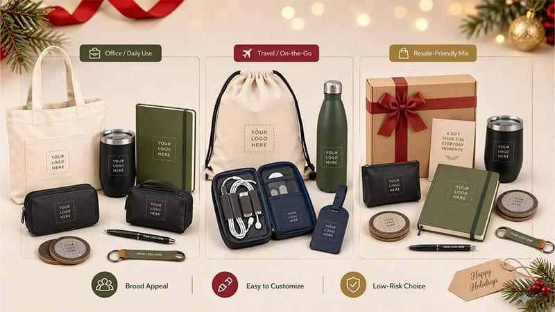 Broad-fit Christmas gift bag products for distributors and resellers with easy-to-customize practical promotional items