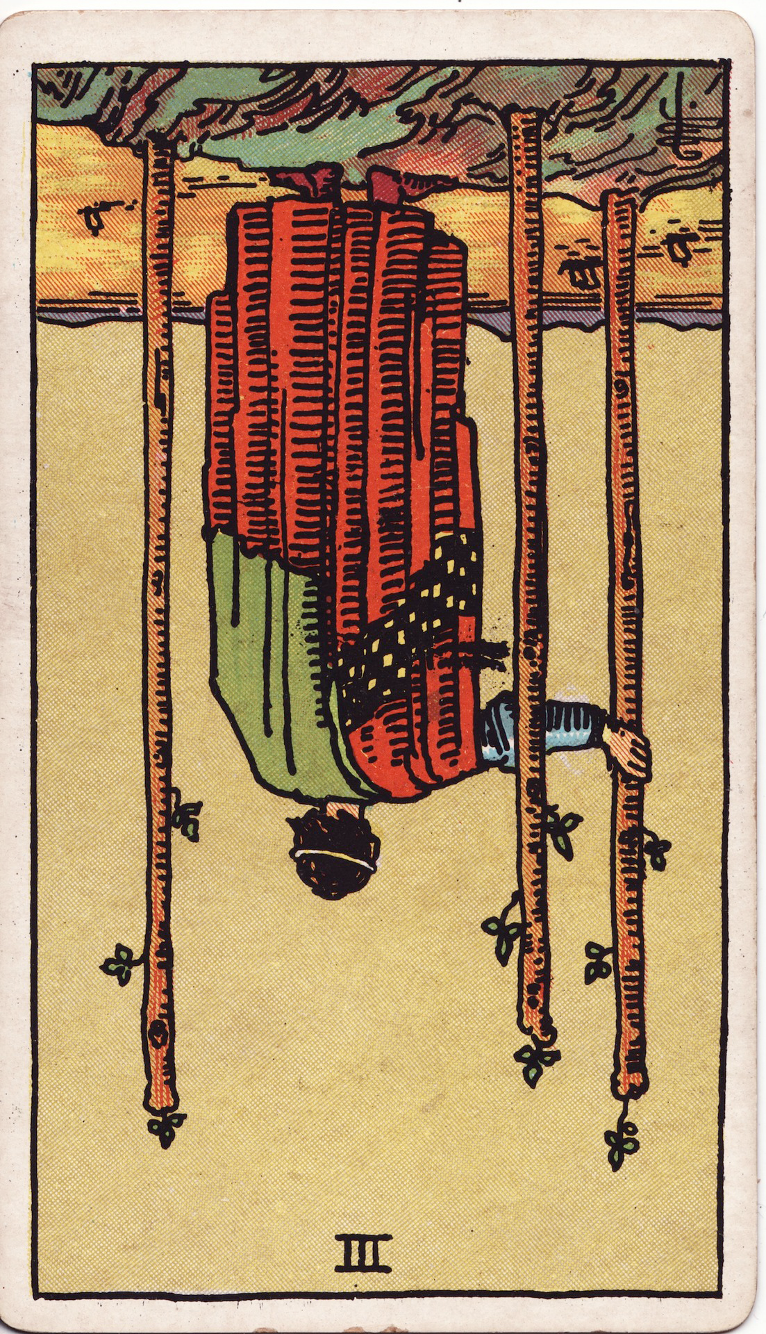 3 of wands, upside down card