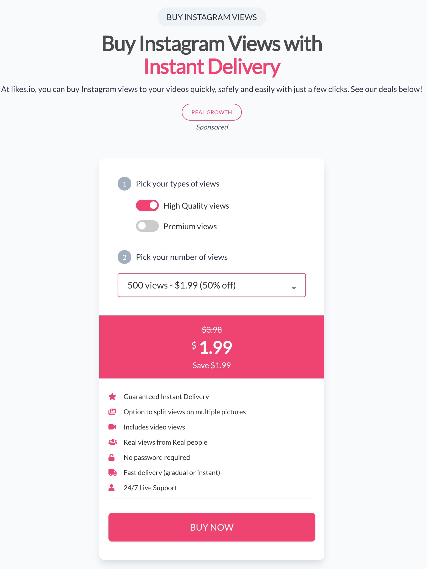 Likes.io Instagram views price