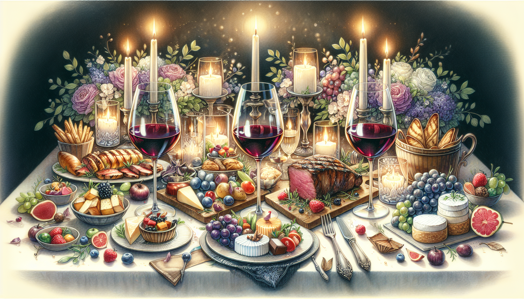 Perfect pairings for Napa Valley Cabernet wines with food illustrations.