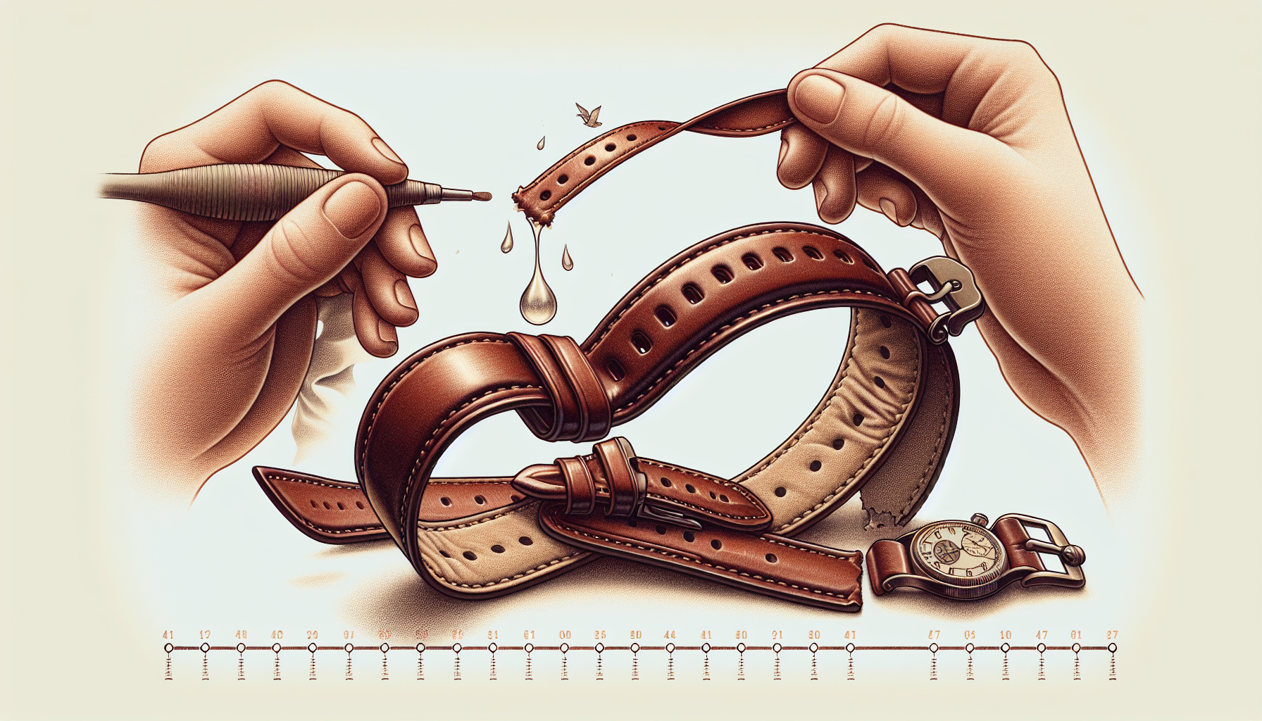 Illustration of caring for leather watch bands