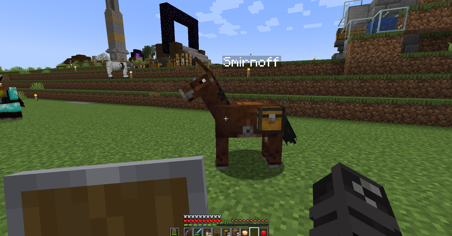 A mule in Minecraft.