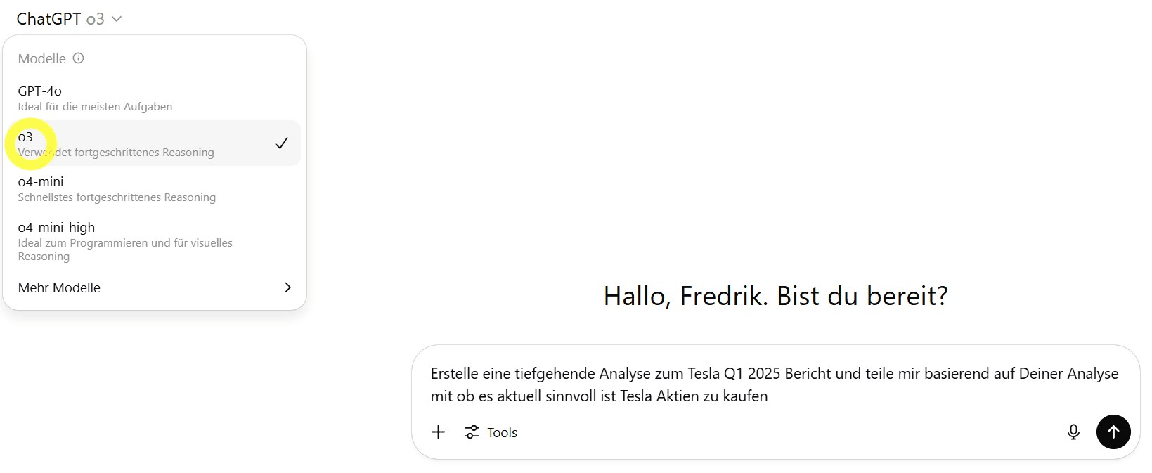 o3 fuer analyse nutzen