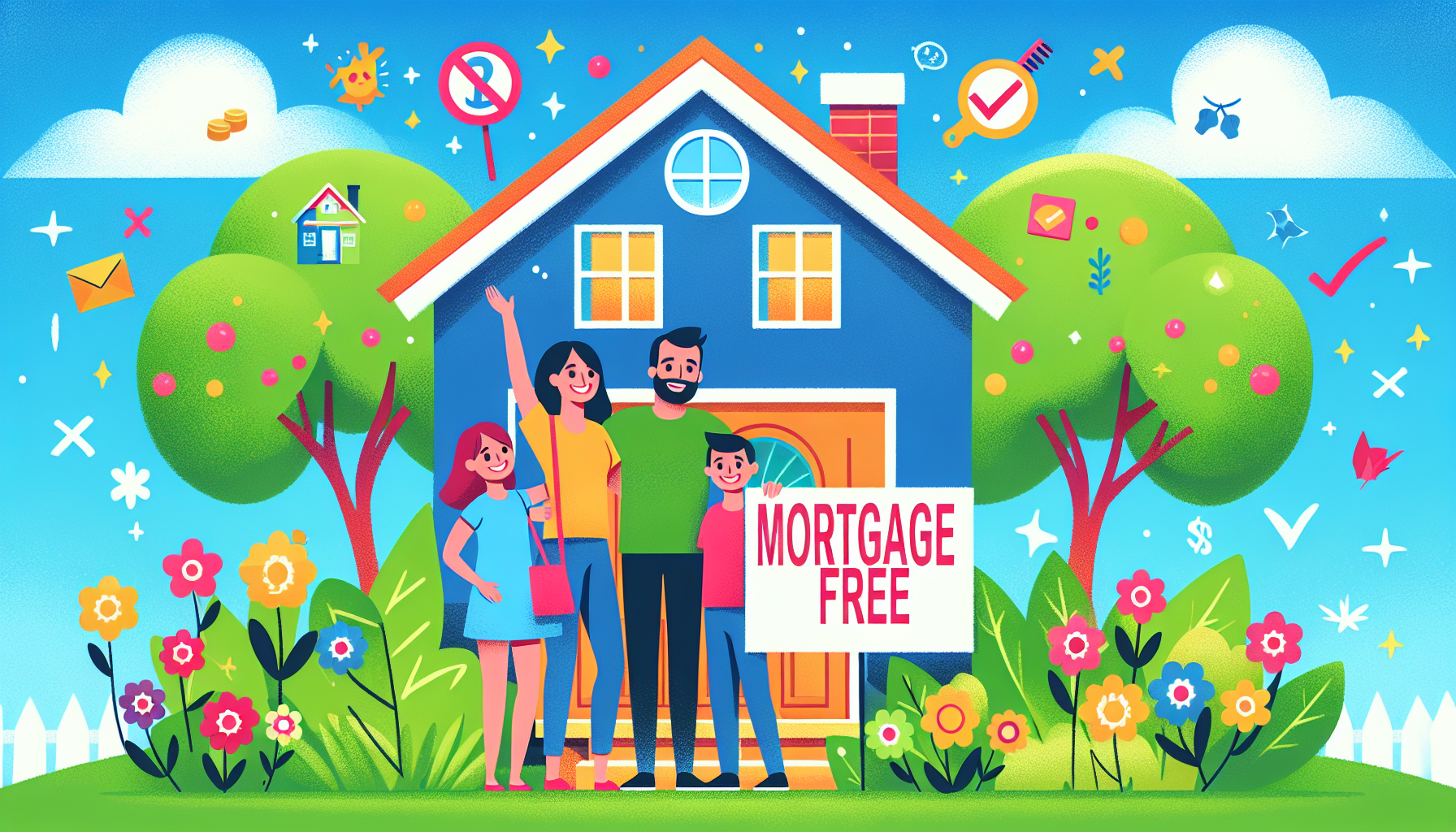 An illustration of the benefits of overpaying your mortgage, including concepts like mortgage free and equity.