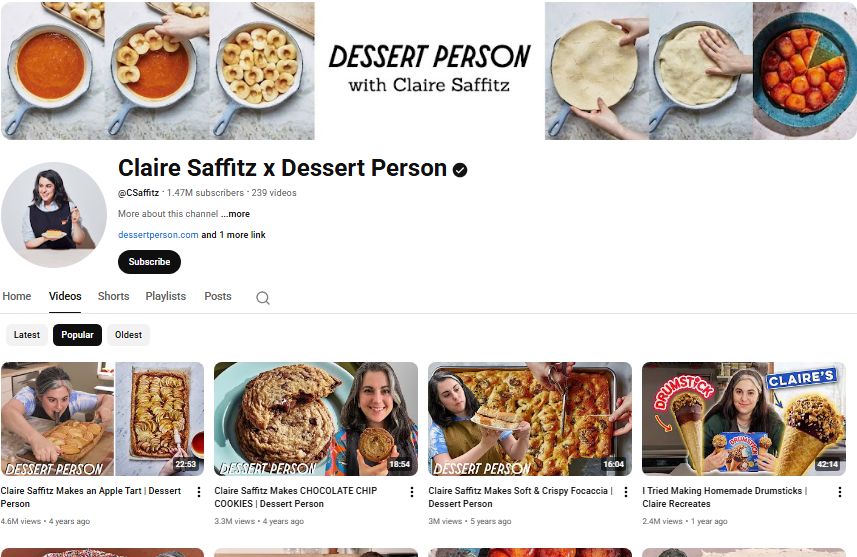Claire Saffitz x Dessert Person YouTube channel.
