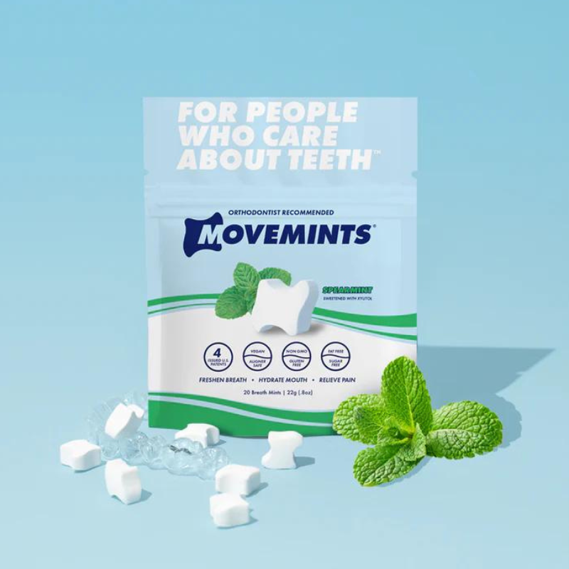A pack of Movemints—a better option than regular and sugar-free gum during aligner treatment.