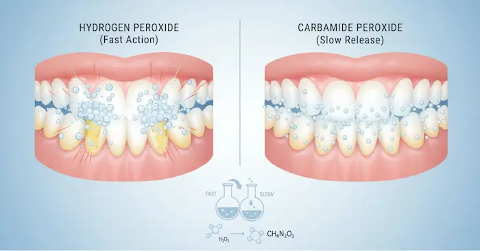 How Carbamide Peroxide and Hydrogen Peroxide Whiten Your Teeth