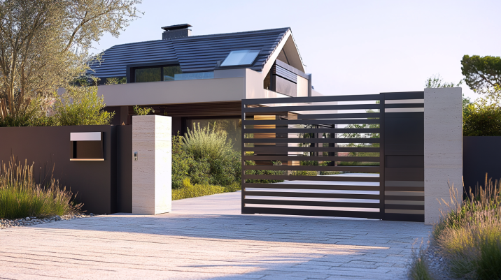 Sliding gate in-front of high value home