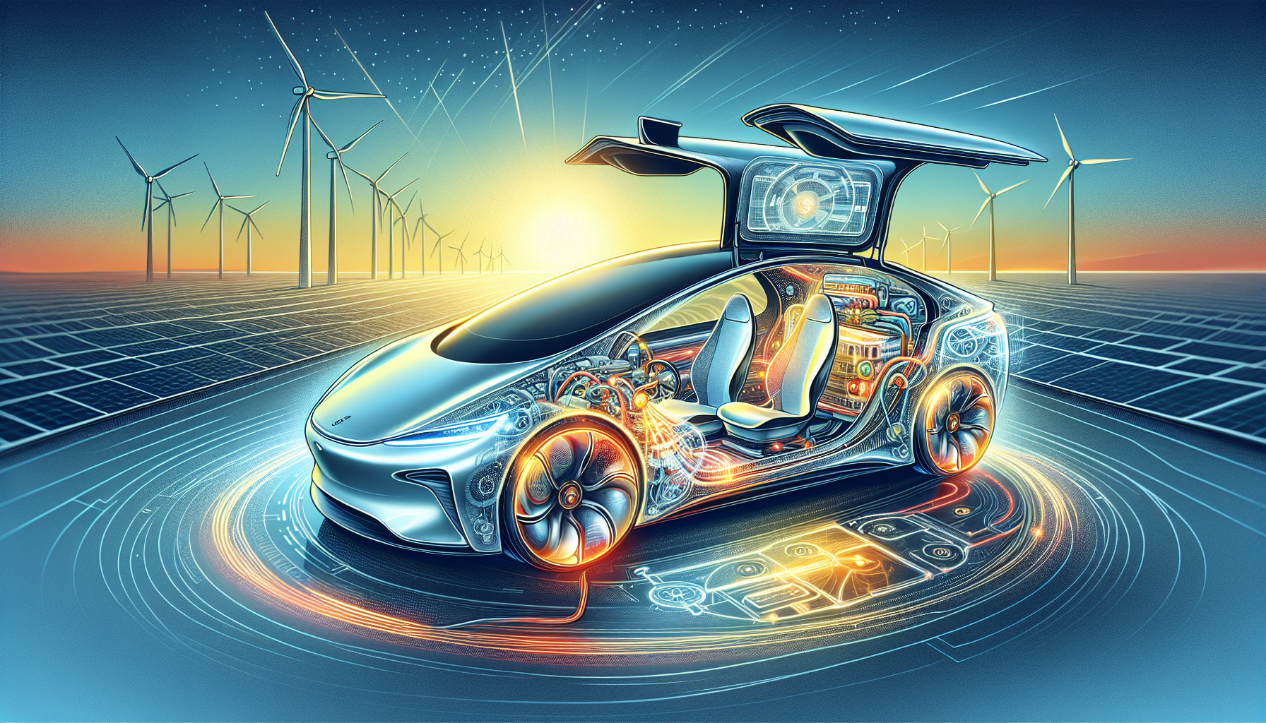 Illustration of semiconductor advancements in electric and hybrid vehicles