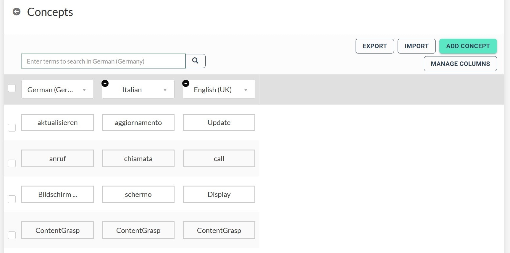 Showing how you can manage and translate terms in TextUnited - collaborative translation