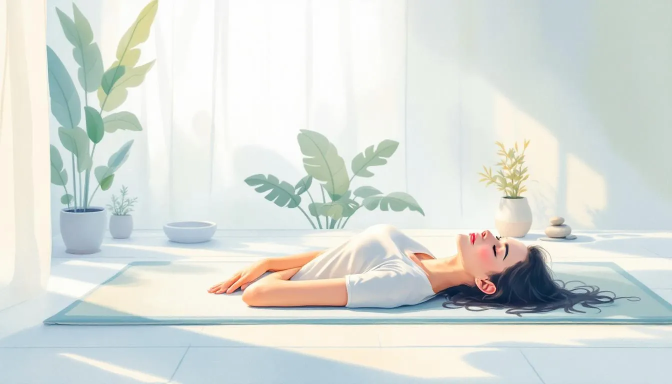 A calming illustration of a body scan meditation session.