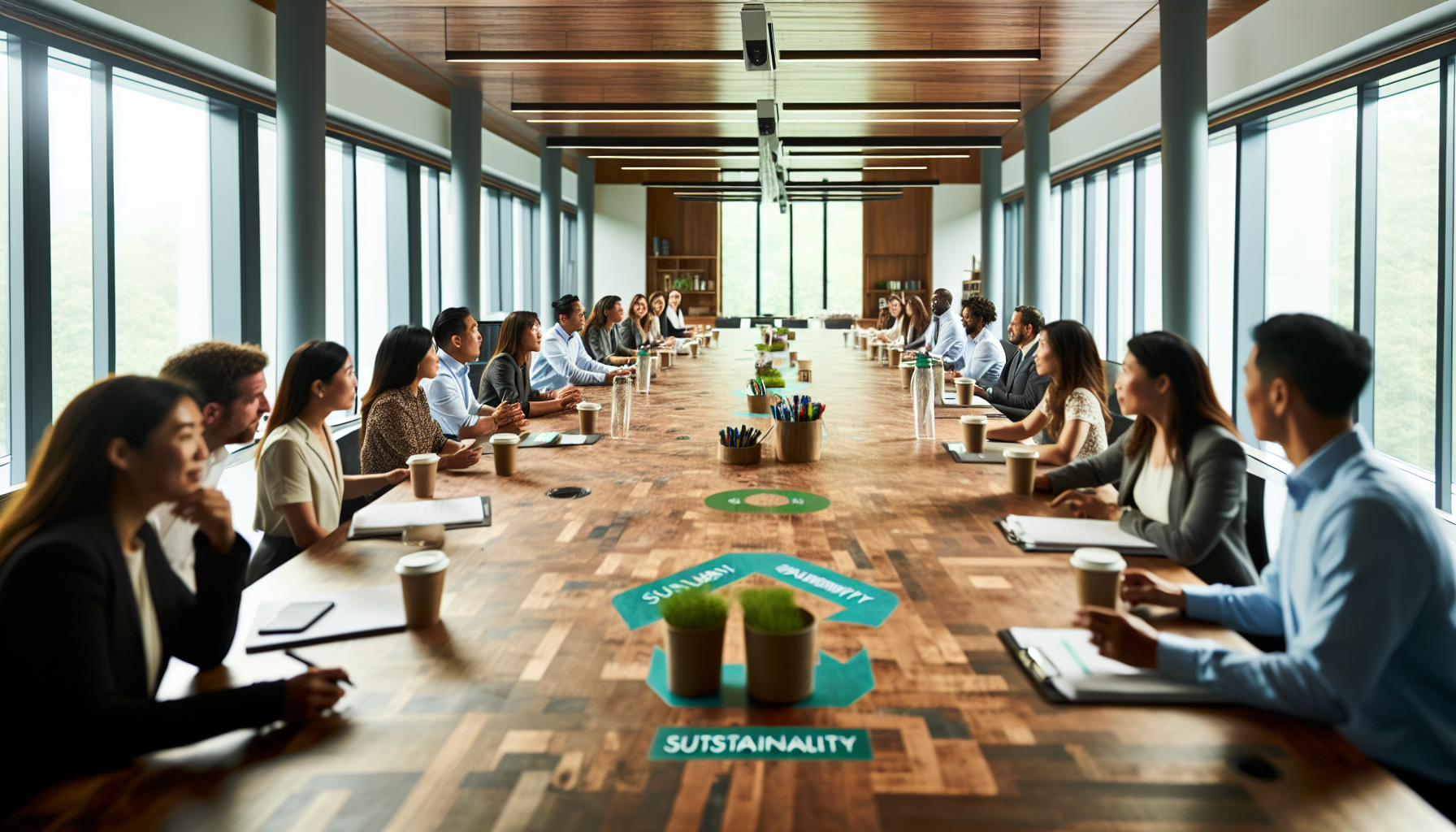 Employees participating in a sustainability workshop
