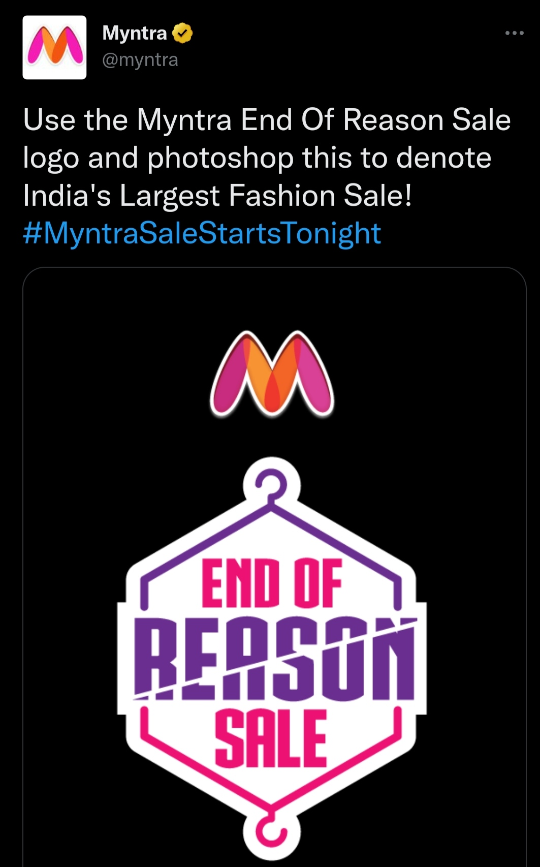 Myntra's End of Reason Sale Twitter Promotion