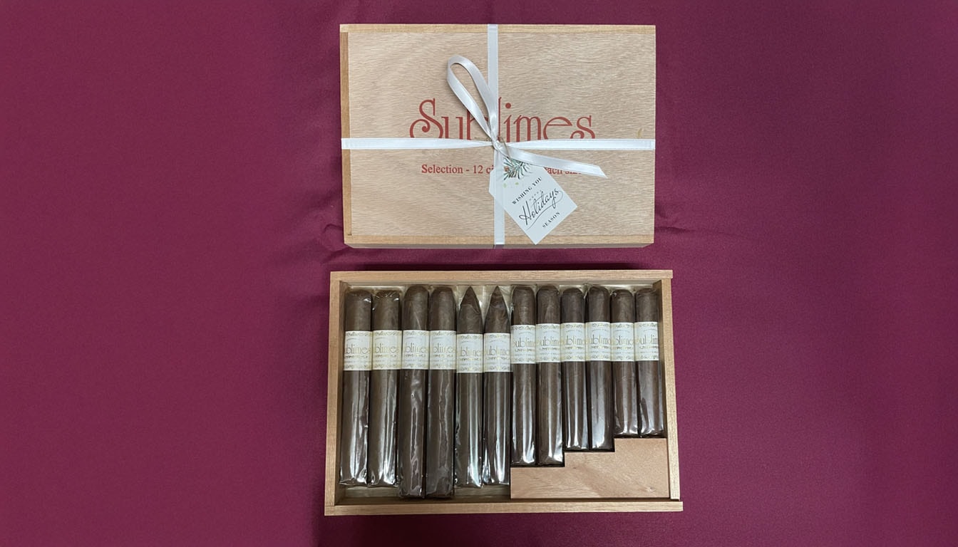 Selecting a cigar from a humidor, showcasing sublime cigars.