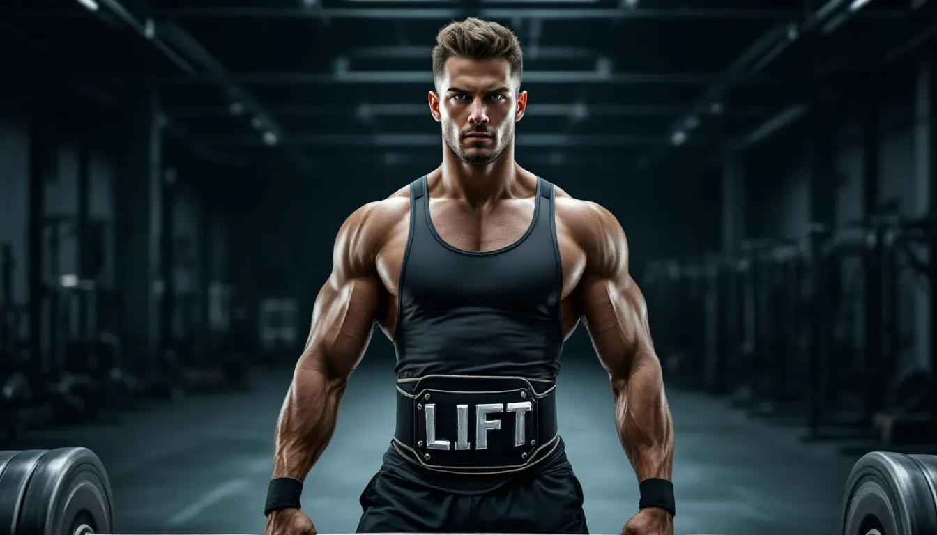 A lifter using a weightlifting belt during a heavy lift.