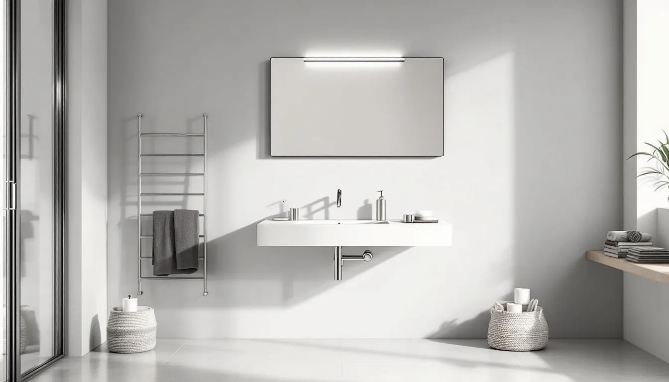 Creative storage solutions in a small bathroom, maximizing space.