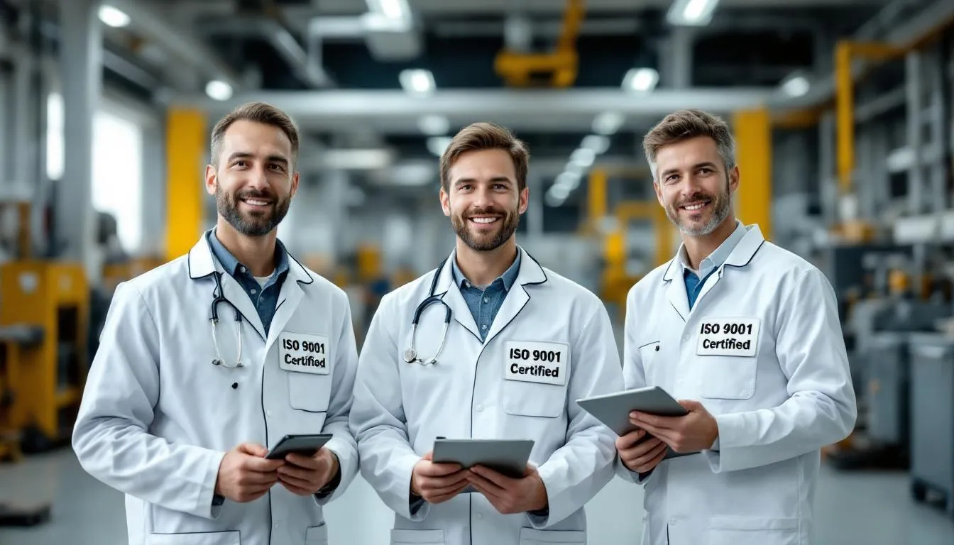 A professional inspection team is seen in the image, equipped with various tools and wearing certification badges, showcasing their expertise in home inspections. They are gathered at a property site, demonstrating their commitment to quality and detail in their inspection job for clients.